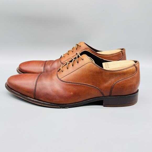 Cole Haan Shoes Mens 12 Brown Leather Cap Toe Oxford Lace Up Dress Classic